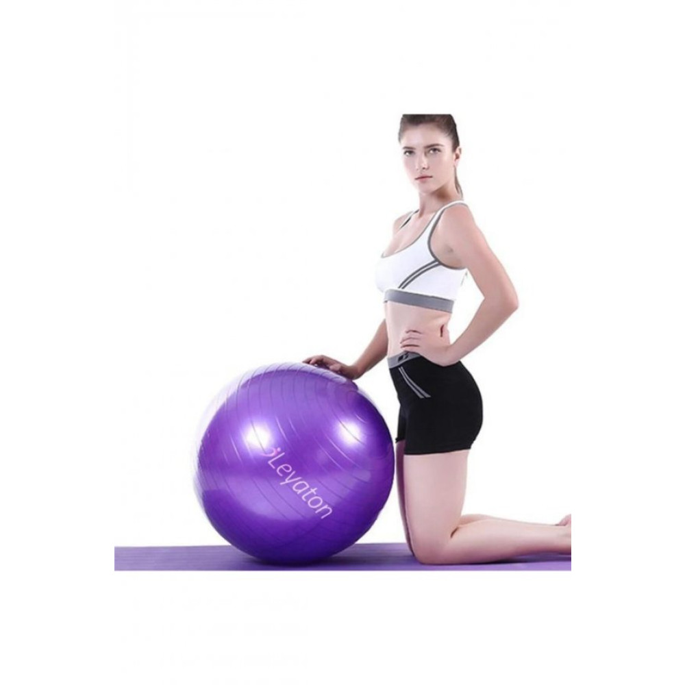 Leyaton 75 Cm Pilates Topu Kalin Buyuk Boy Pilates Topu Mor Renk Pompa Pilates Aletleri Fiyatı