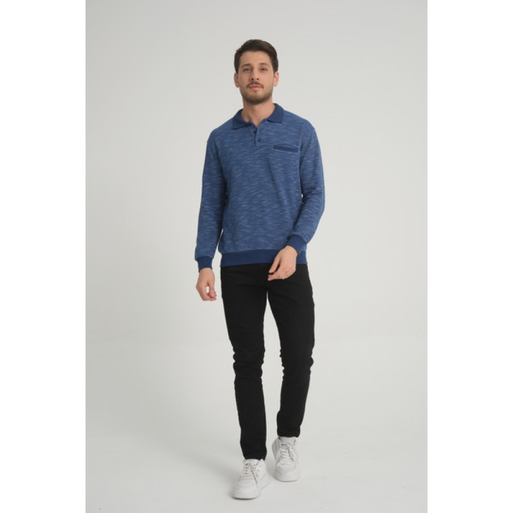 LFC Polo Yaka Cepli Mavi Flamlı Erkek Regular Fit Kışlık Sweatshirt %50 Pamuk %50 Polyester Erkek Sweatshirt Fiyatı