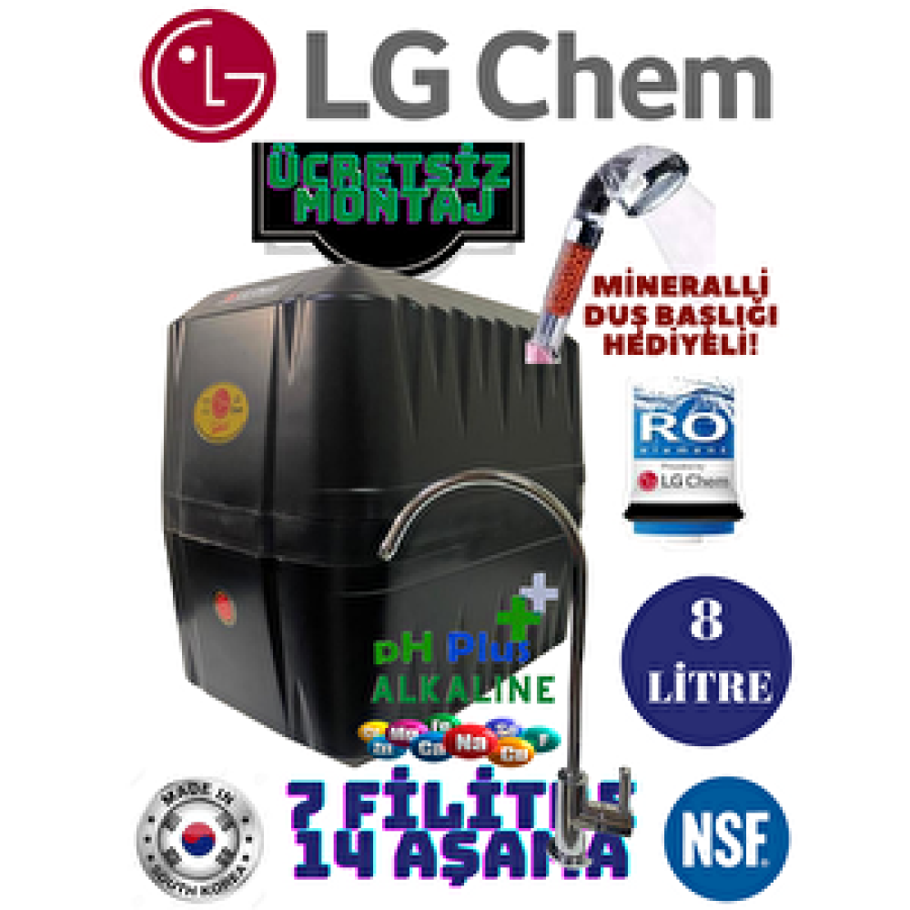 Lg Chem Cool Montaj Dahi̇l Siyah Renk 8 Lt. 7 Filitreli 14 Aşama Su Arıtma Cihazı Su Arıtma Cihazı Fiyatı