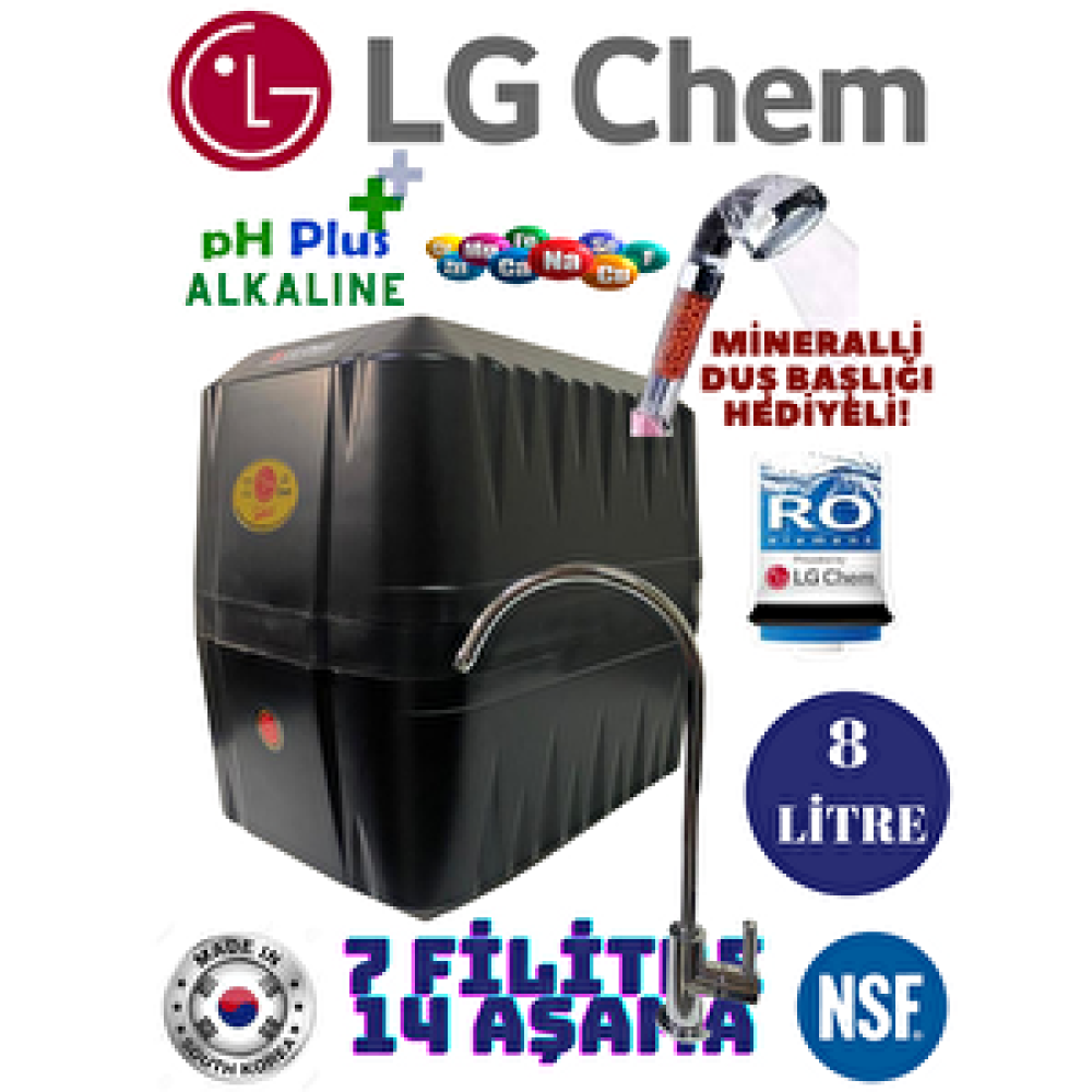 Lg Chem Cool Si̇yah 8 Li̇tre 7 Fi̇li̇tre 14 Aşamali Su Aritma Ci̇hazi Su Arıtma Cihazı Fiyatı