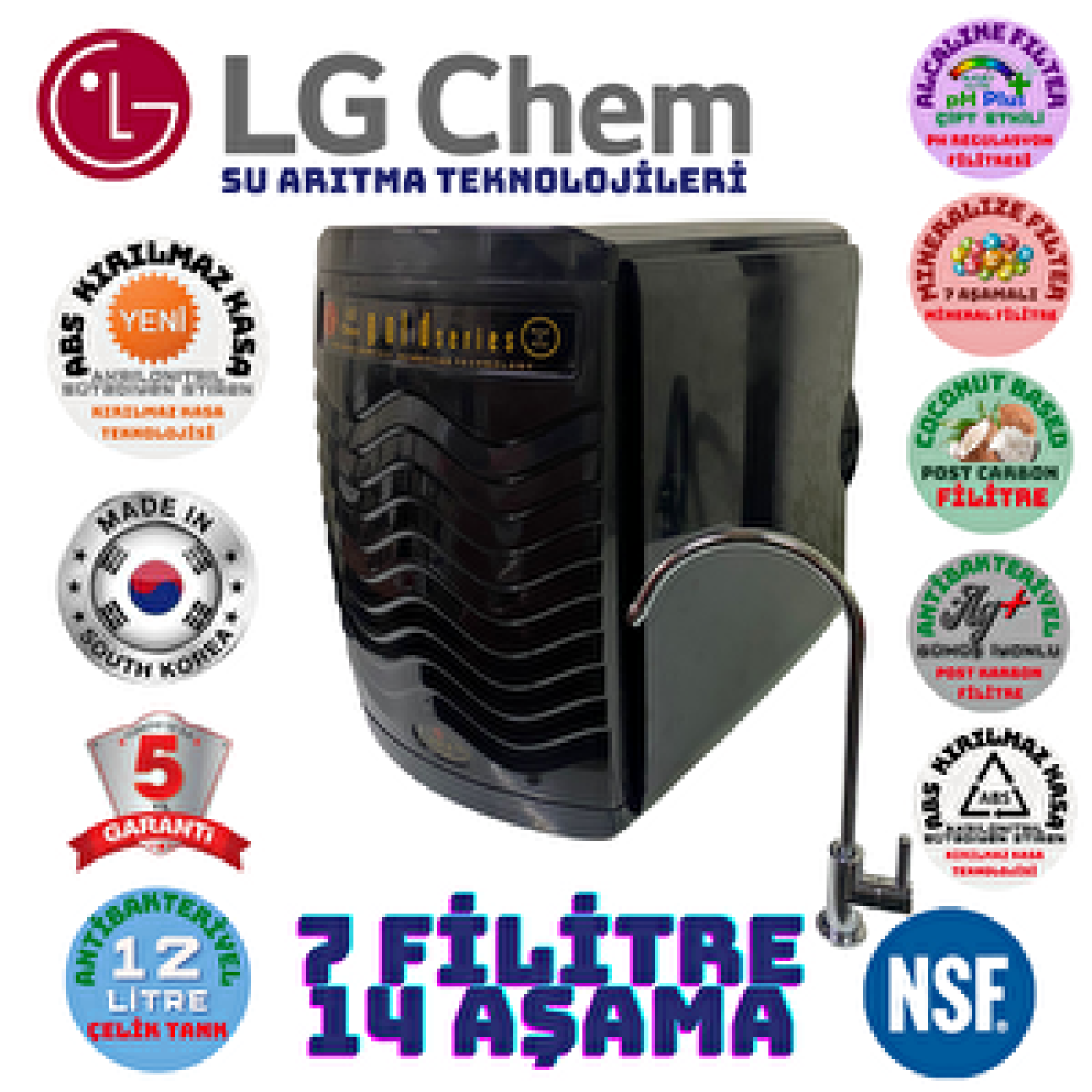 Lg Chem Gold Si̇yah Abs Kirilmaz Kasa 12 Li̇tre 7 Fi̇li̇tre 14 Aşamali Gümüş İyonlu Coconut Alkali Mineralli Su Aritma Ci̇hazi Su Arıtma Cihazı Fiyatı