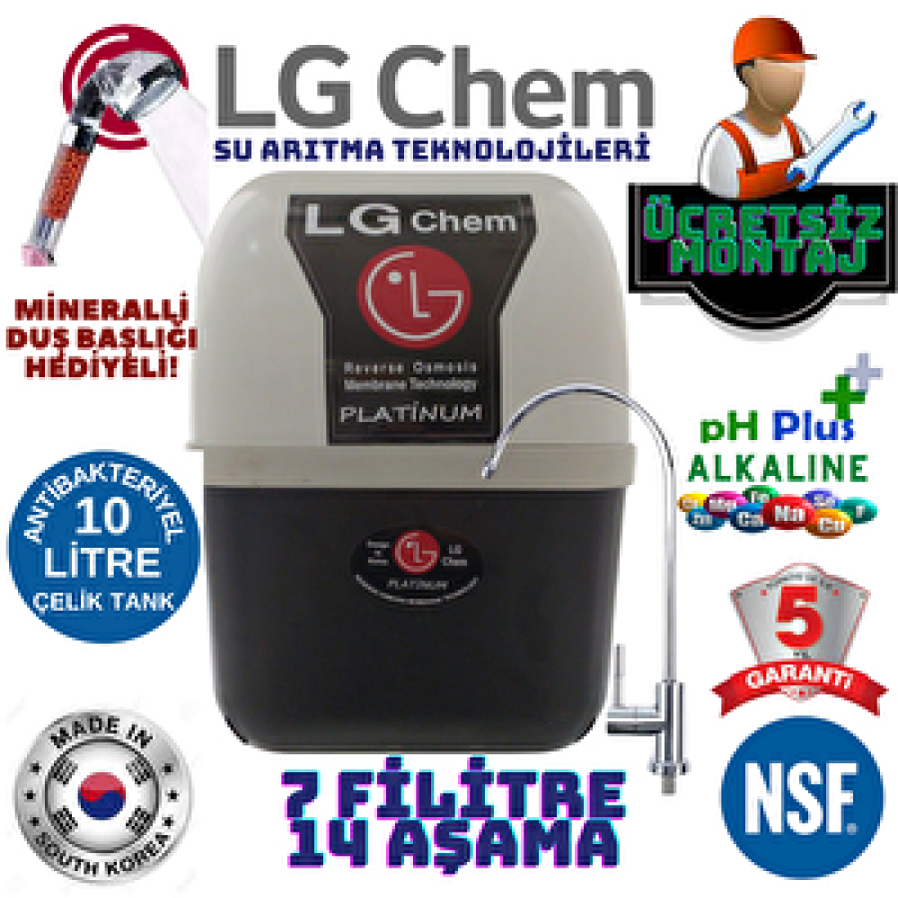 Lg Chem Platinum Montaj Dahi̇l 10 Li̇tre 14 Aşama Alkali̇ Ve Mi̇neral Takvi̇yeli̇ Su Aritma Ci̇hazi Su Arıtma Cihazı Fiyatı