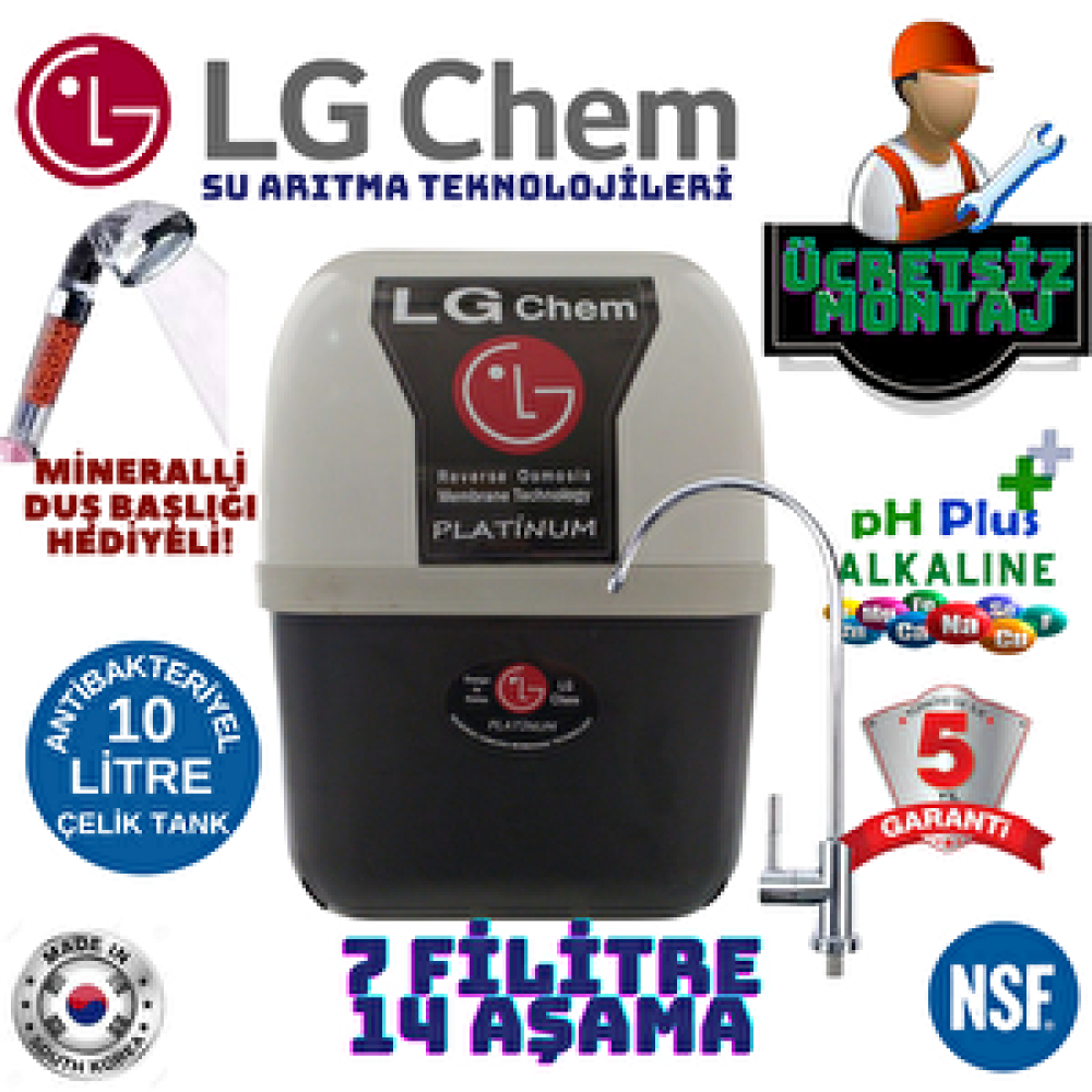 Lg Chem Platinum Montaj Dahi̇l 10 Li̇treli̇k 14 Aşamali Su Aritma Ci̇hazi Duş Başliği Hedi̇yeli̇. Su Arıtma Cihazı Fiyatı