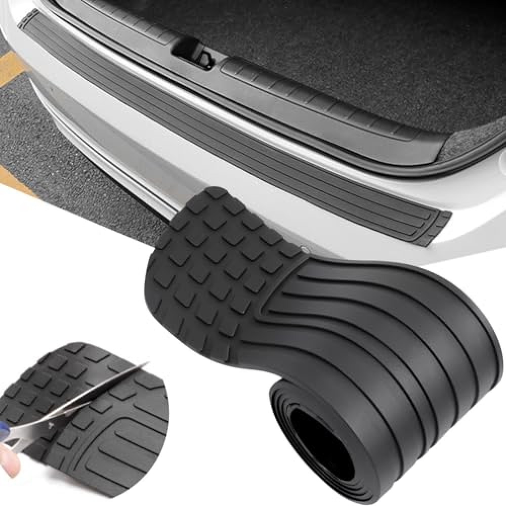 LGVOA Car Rear Bumper Protector, 41 x 3.4 inch Trimmable, Anti-Scratch Rubber Rear Bumper Guard, Universal Non-Slip Trunk Exterior Accessories for SUV & Truck, with Wet Wipes