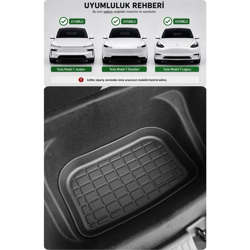Li Parts Tesla Model Y Juniper Legacy ve Standart Uyumlu Bagaj Alt Havuz Paspası Trunk - Siyah Araca Özel Paspaslar Fiyatı