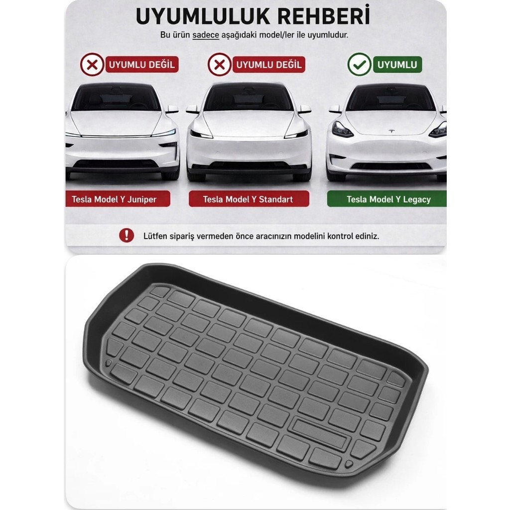 Li Parts Tesla Model Y Legacy Ön Bagaj Havuzu Paspası Frunk - Siyah Araca Özel Paspaslar Fiyatı