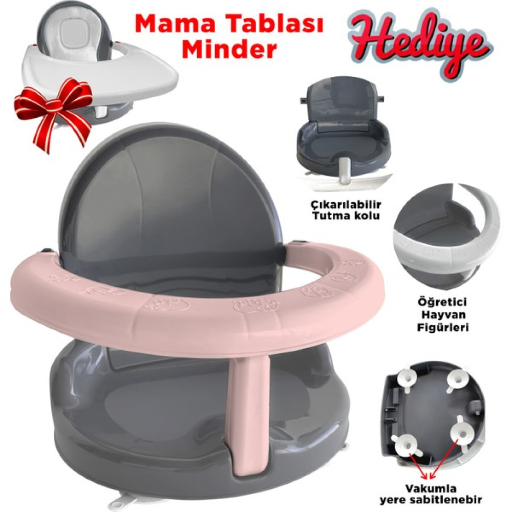 Lia Bebek Banyo & Mama Oturağı "vakumlu Yandan Açılır" - Pembe Bebek Banyo-Tuvalet Fiyatı