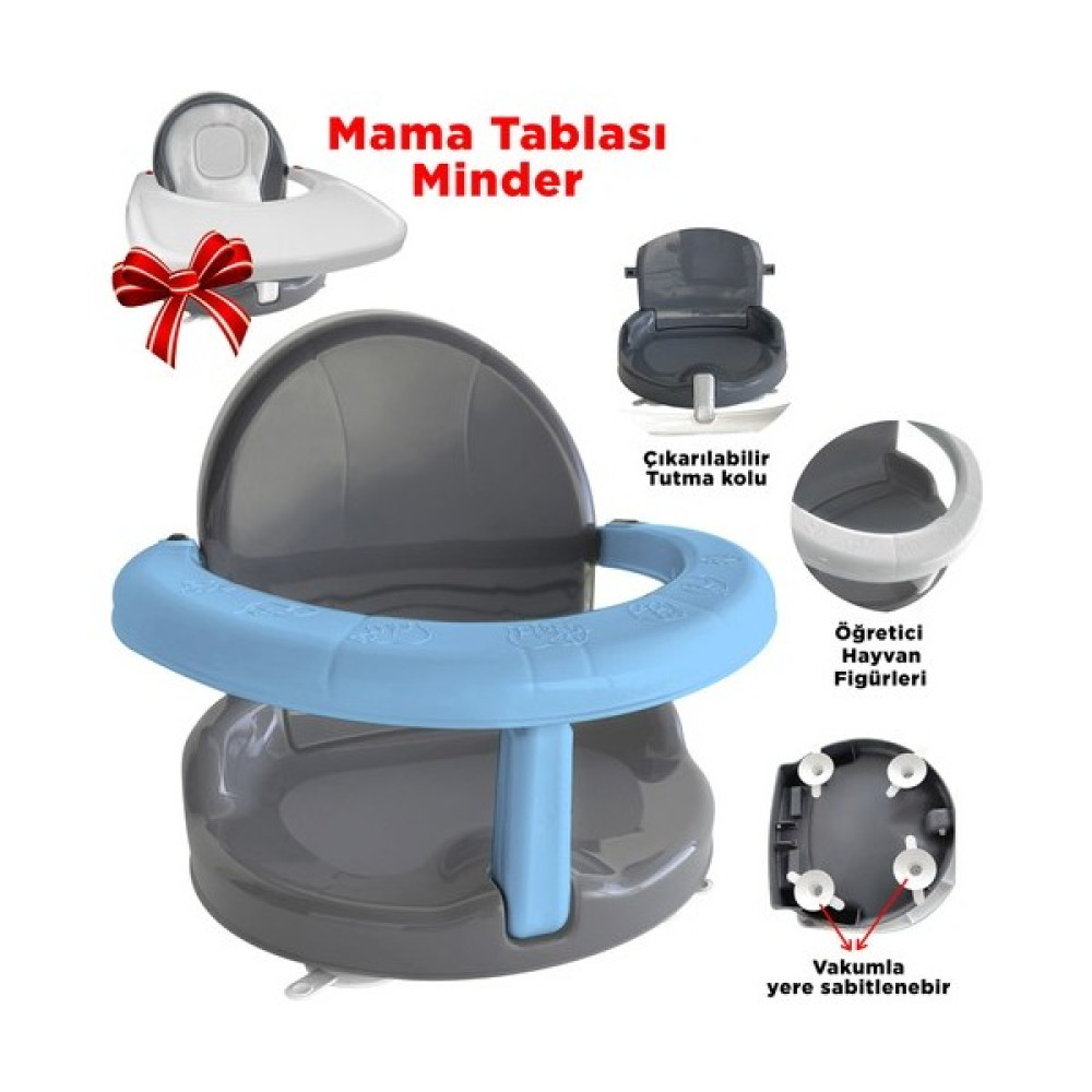 Lia Bebek Eko Banyo & Mama Oturağı "vakumlu Yandan Açılır" - Mavi - Füme Bebek Banyo-Tuvalet Fiyatı