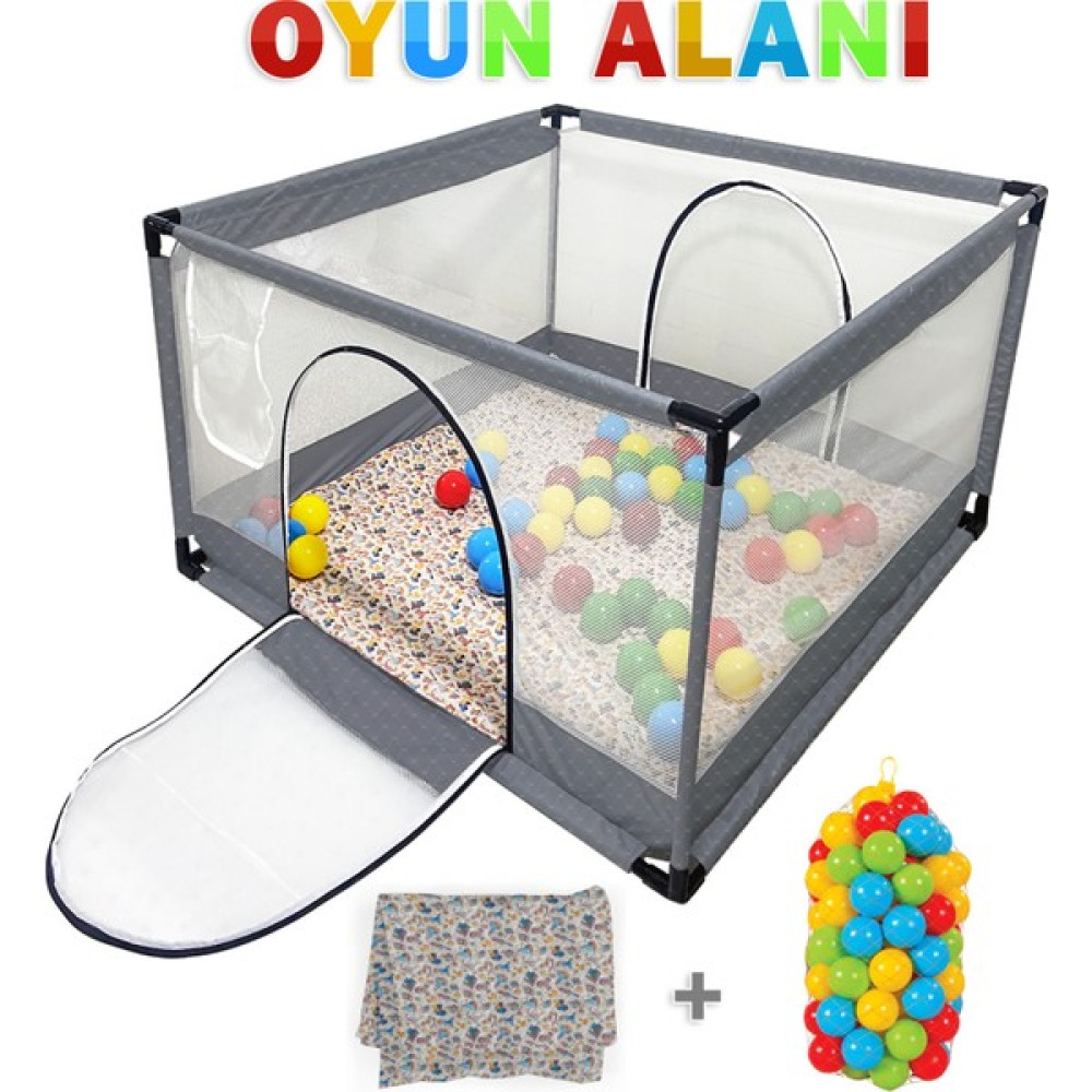 Lia Bebek Icon Kare Bebek ve Çocuk Oyun Alanı 100X100CM - Açık Gri Park Yatak / Oyun Parkı Fiyatı