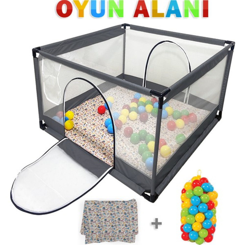 Lia Bebek Icon Kare Bebek ve Çocuk Oyun Alanı 100X100CM - Antrasit Park Yatak / Oyun Parkı Fiyatı