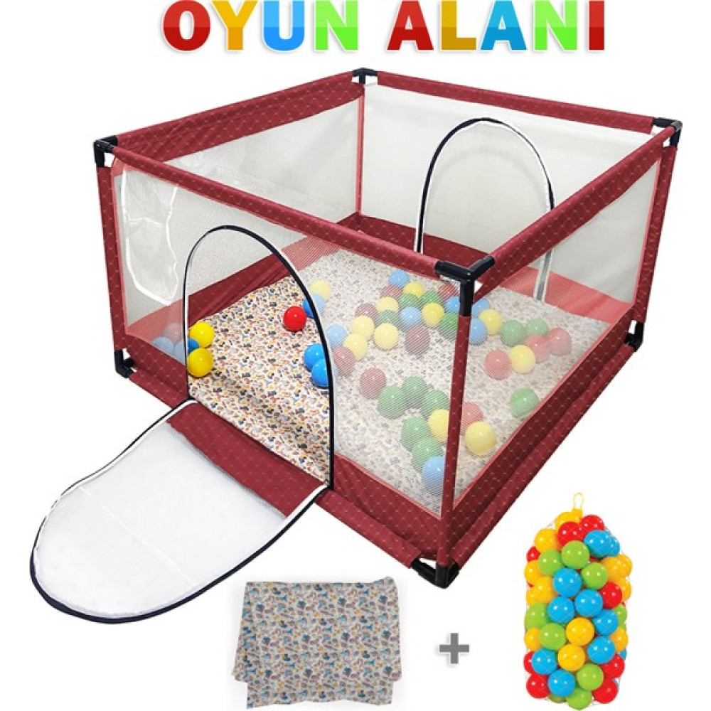 Lia Bebek Icon Kare Bebek ve Çocuk Oyun Alanı 100X100CM - Kırmızı Park Yatak / Oyun Parkı Fiyatı