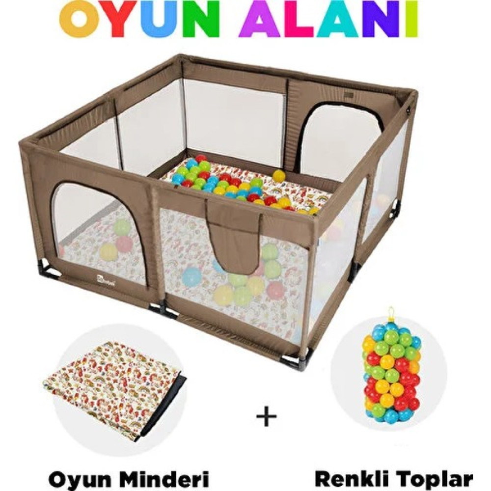 Lia Bebek Icon Koruyucu Bebek ve Çocuk Oyun Alanı 120 x 120 cm - Açık Kahverengi Park Yatak / Oyun Parkı Fiyatı