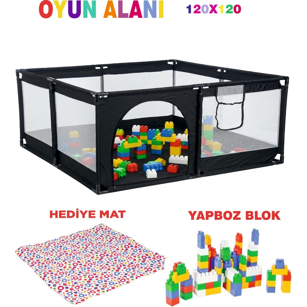 Lia Bebek Icon Koruyucu Bebek ve Çocuk Oyun Alanı 120 x 120 cm - Siyah Diğer Fiyatı
