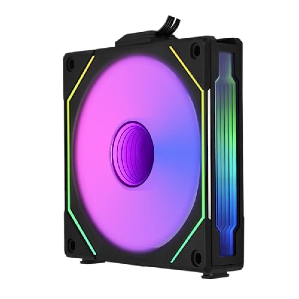 Lian Li UNI Fan SL-Infinity 120 Reverse Blade-Single Pack-ARGB Fan-Daisy-Chain Design-Infinity Mirror-Cable Management-Customizable Lighting Effects-Black-(UF-RSLIN120-1B)