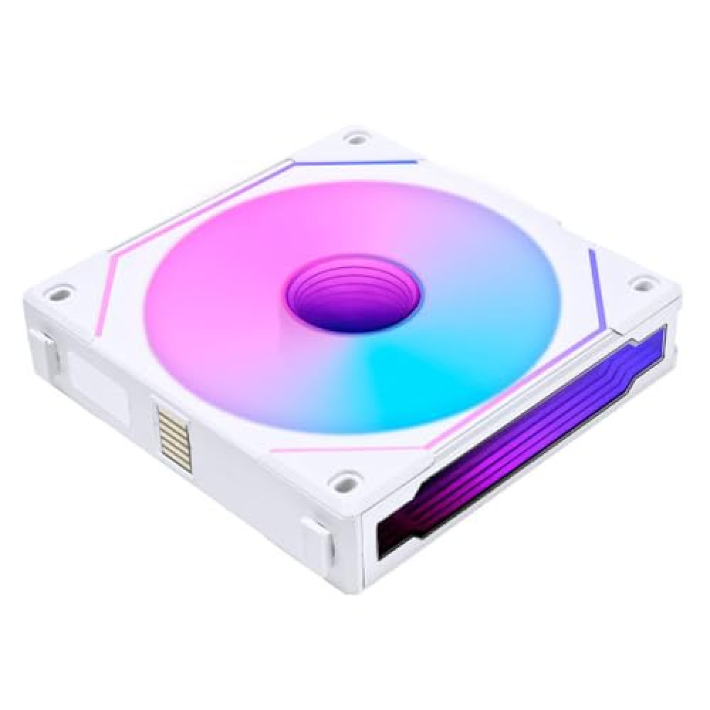 Lian Li UNI Fan SL-Infinity 120 Reverse Blade-Single Pack-ARGB Fan-Daisy-Chain Design-Infinity Mirror-Cable Management-Customizable Lighting Effects-White-(UF-RSLIN120-1W)