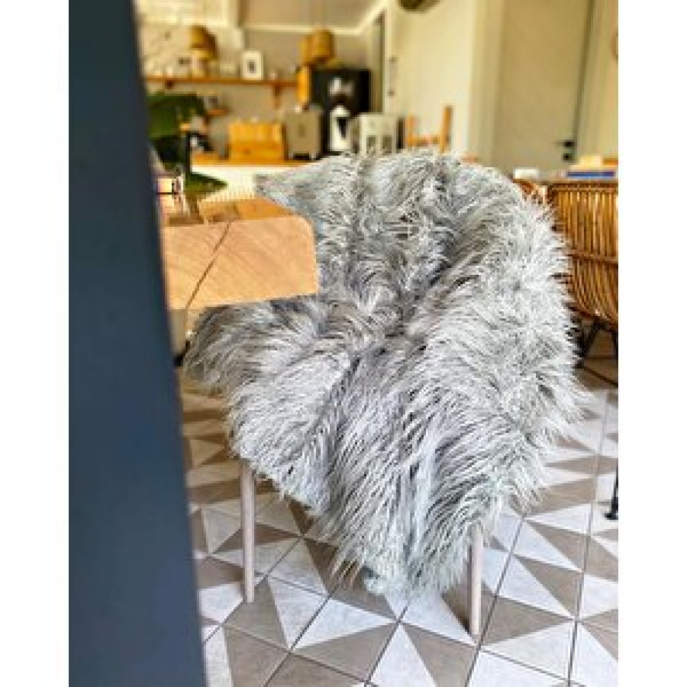 Liber Custom Design Siyah gri Suni Kürklü Koltuk Şalı Siyah-Pudra Koltuk & Kanepe Örtüsü Fiyatı