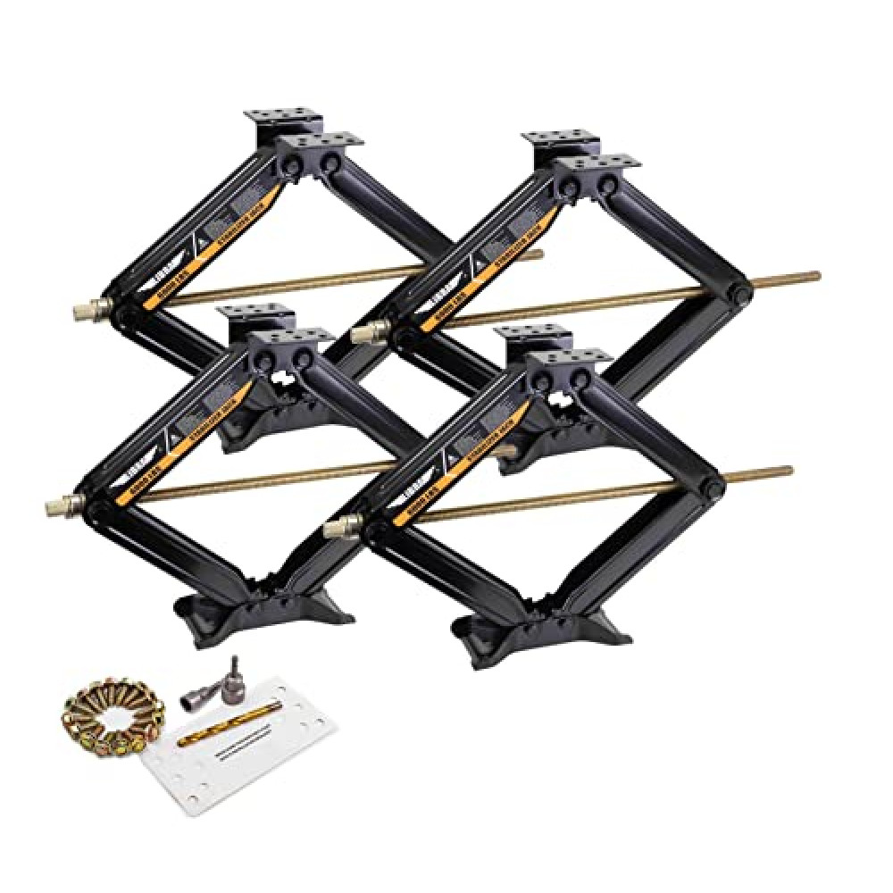 LIBRA Set 4 24" 6000lbs RV Trailer Camper Stabilizer Leveling Scissor Jacks w/Dual Power Drill sockets & mounting Hardware Set