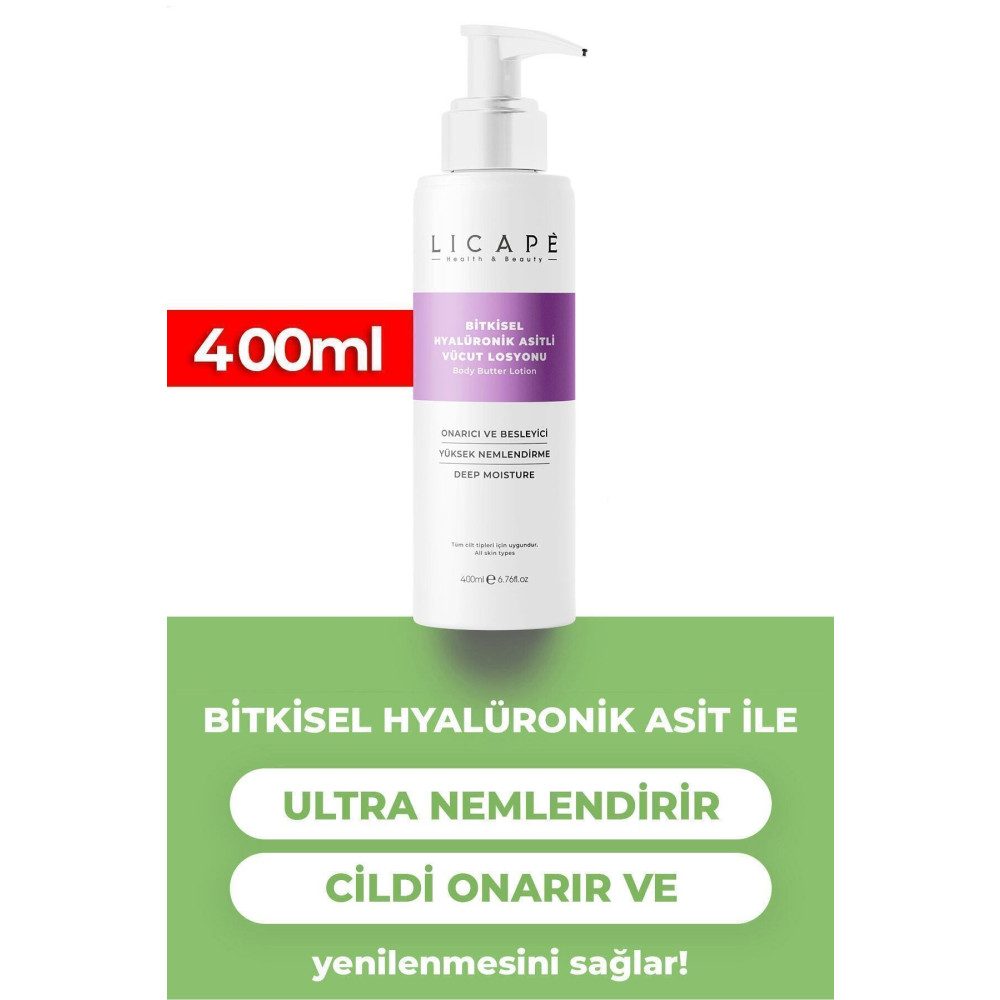 Licape Bitkisel Hyalüronik Asitli Vücut Losyonu 400ml Vücut Losyonu ve Nemlendiricileri Fiyatı