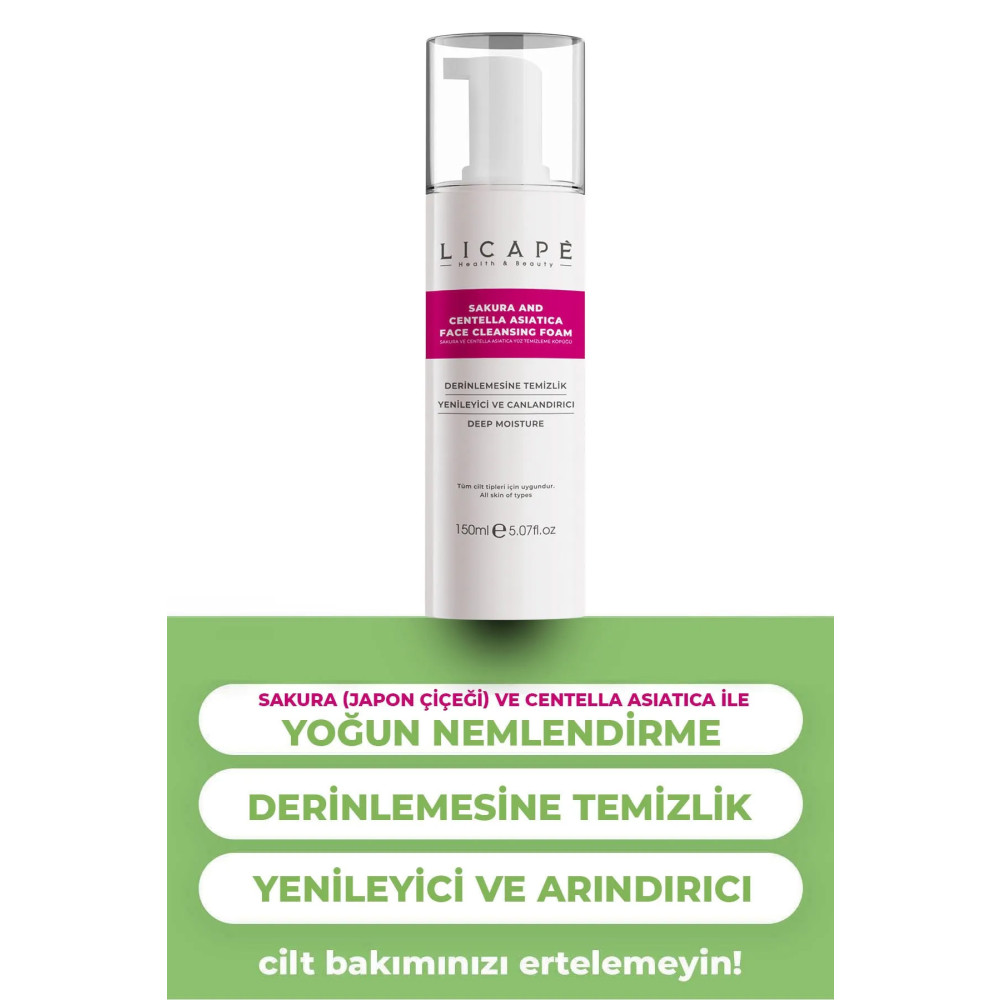 Licape Sakura Ve Centella Asitica Yüz Temizleme Köpüğü 150ml Cilt Temizleme ve Peeling Fiyatı