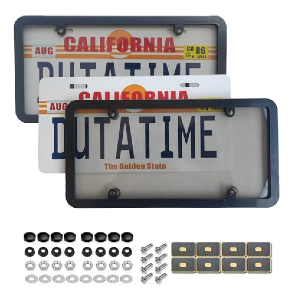 License Plate Protector, Pair of Unbreakable Clear License Plate Covers, Plastic Car Front/Rear License Plate Covers Compatible with American Standard Car（Gray）