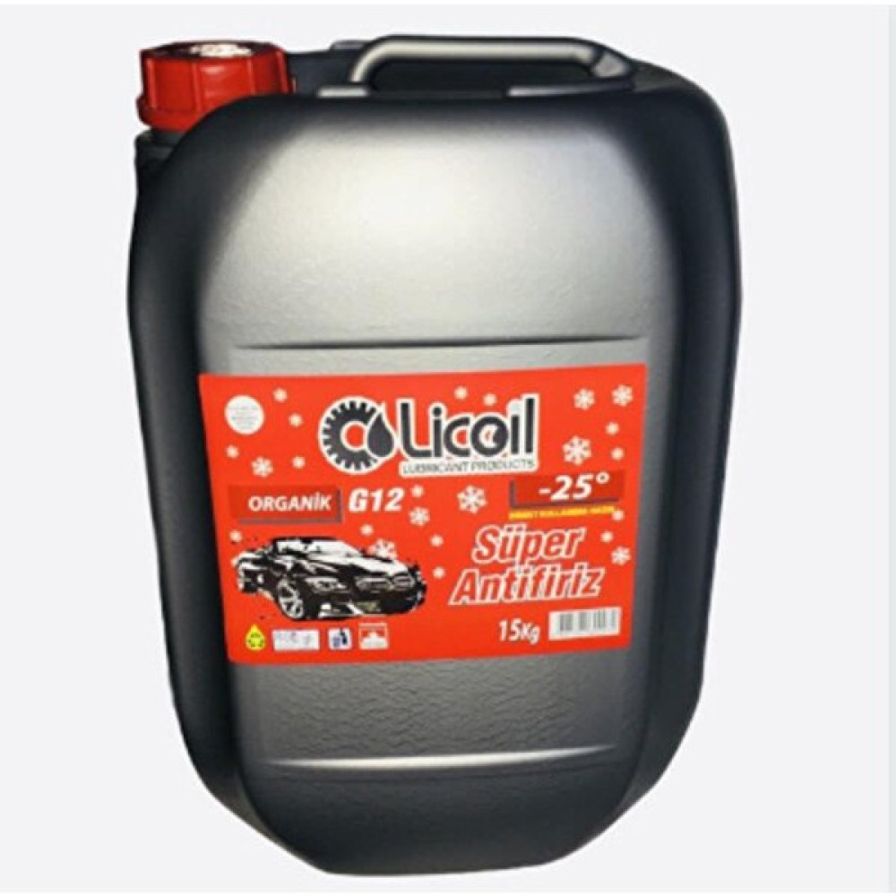 Licoil Antifriz Organik G12 Kırmızı Antifriz 15KG(-25 Derece)Bidon G12 Kırmızı Antifriz 15KG(-25 Antifiriz Fiyatı