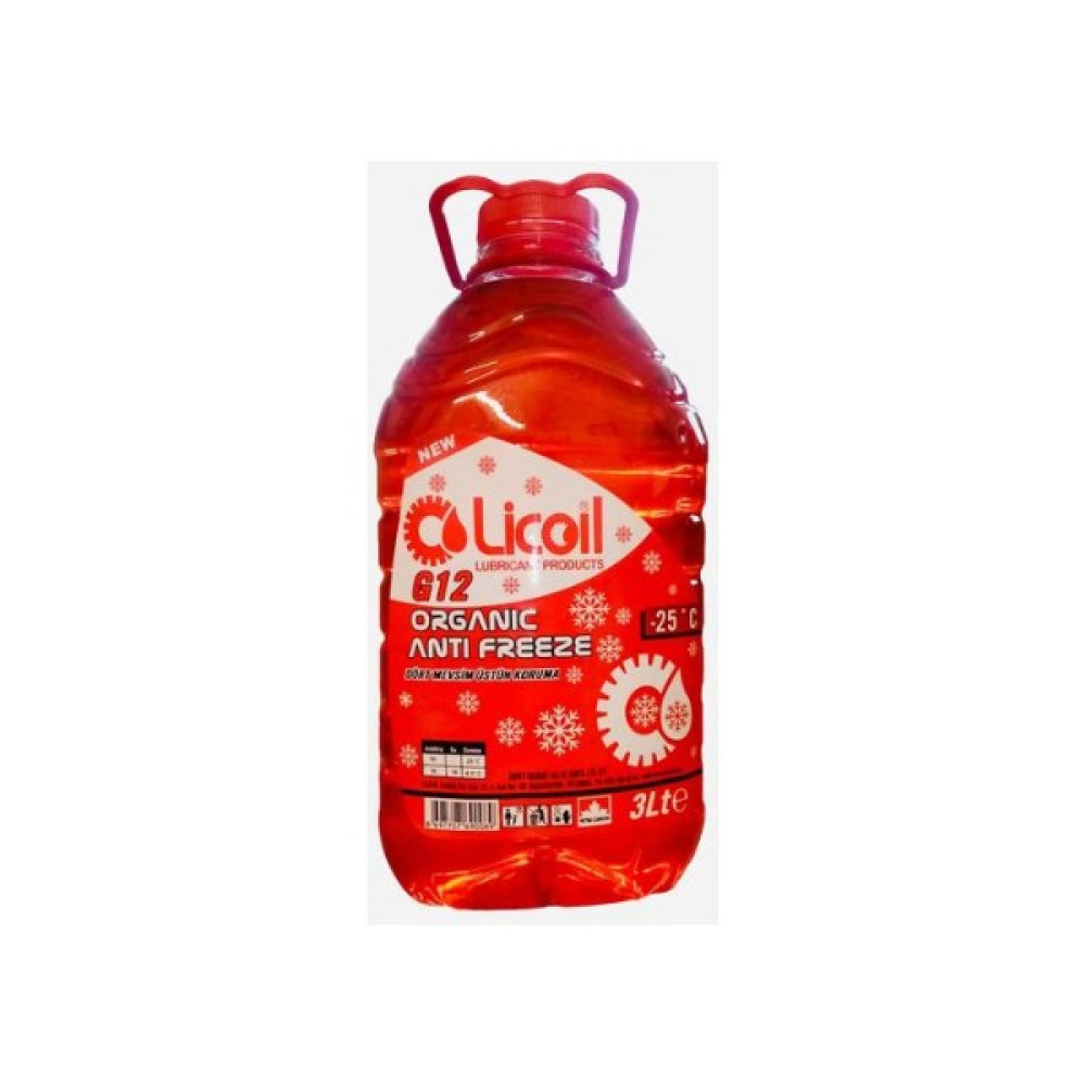 Licoil Organik G12 Kırmızı Antifriz 3kg (-25 Derece)Pet Ambalaj Antifiriz Fiyatı