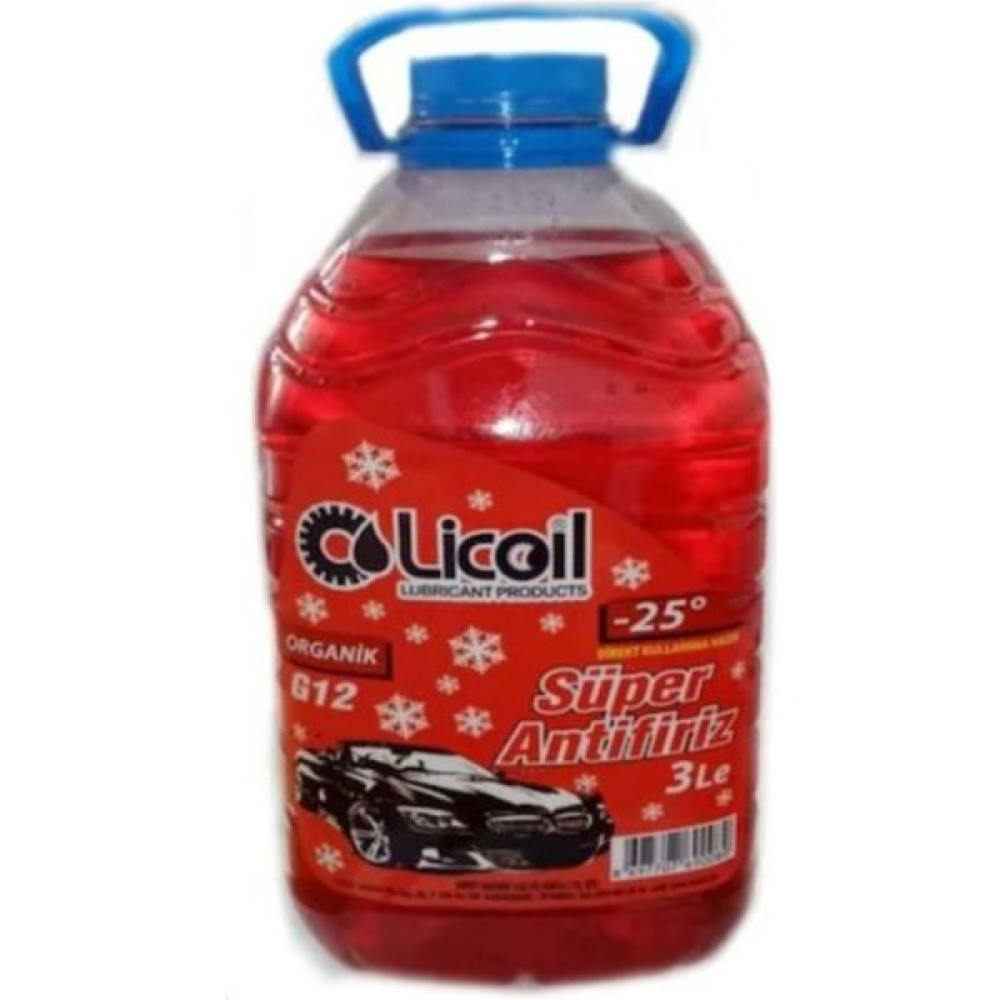 Licoil Organik G12 Kırmızı Antifriz 3kg (-25 Derece)Pet Ambalaj Antifriz 3kg (-25 Antifiriz Fiyatı