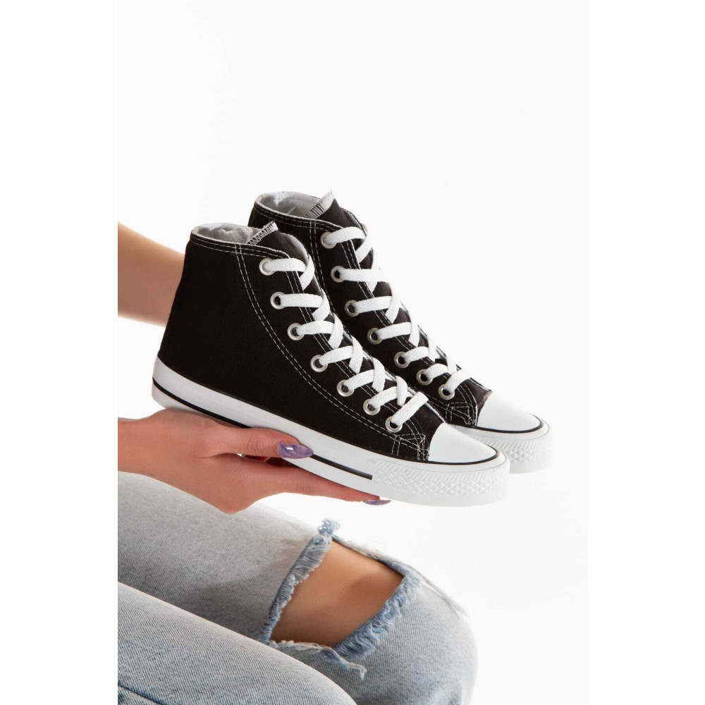 Lideral Unisex Siyah Beyaz Spor Ayakkabı Convers Uzun Bilekli Sneaker 31 Beden Spor Ayakkabı Fiyatı
