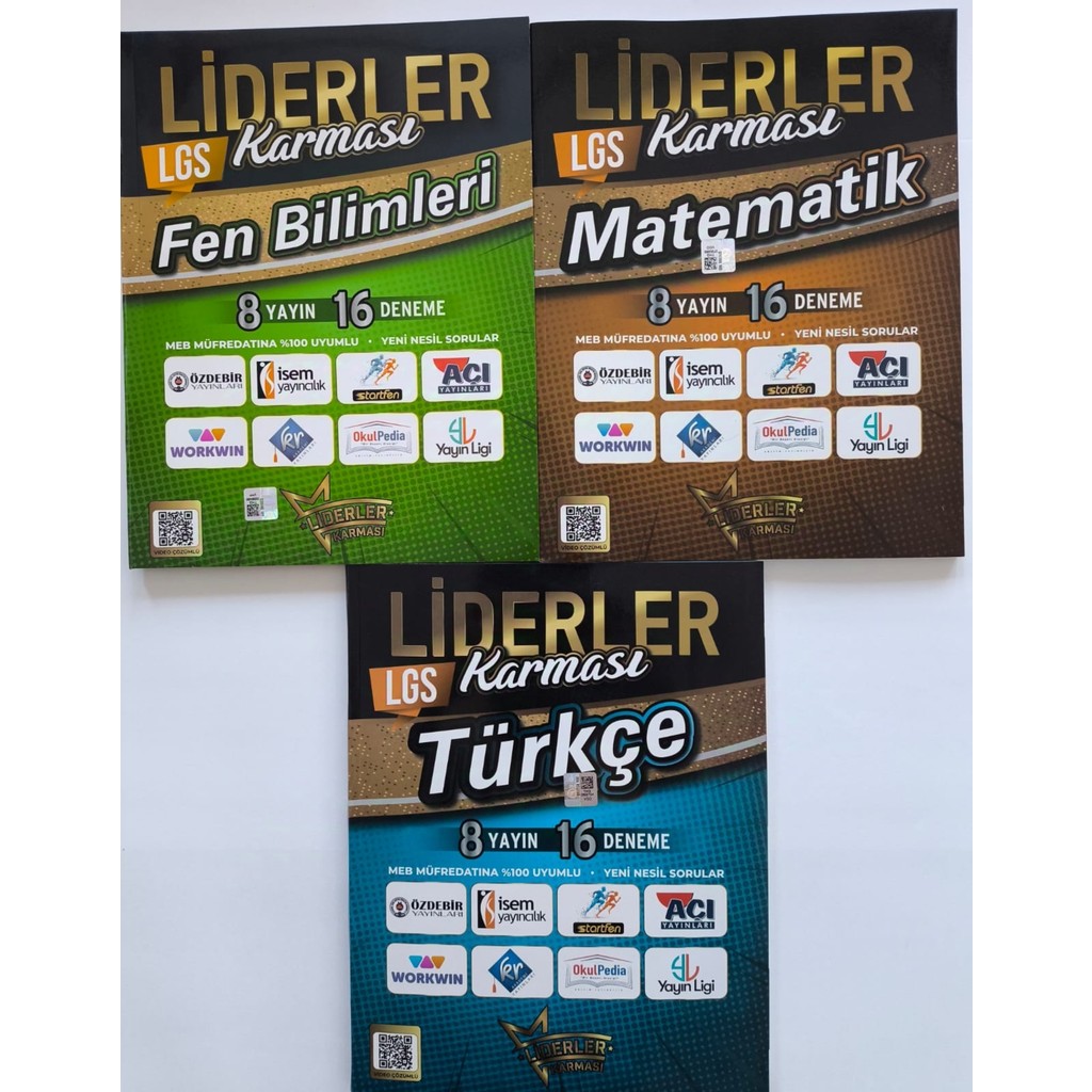 Liderler Karması 8. Sınıf 3 Lü SET(MATEMATİK16 DENEME-FEN16 Deneme-Türkçe 16 Deneme) Diğer Fiyatı