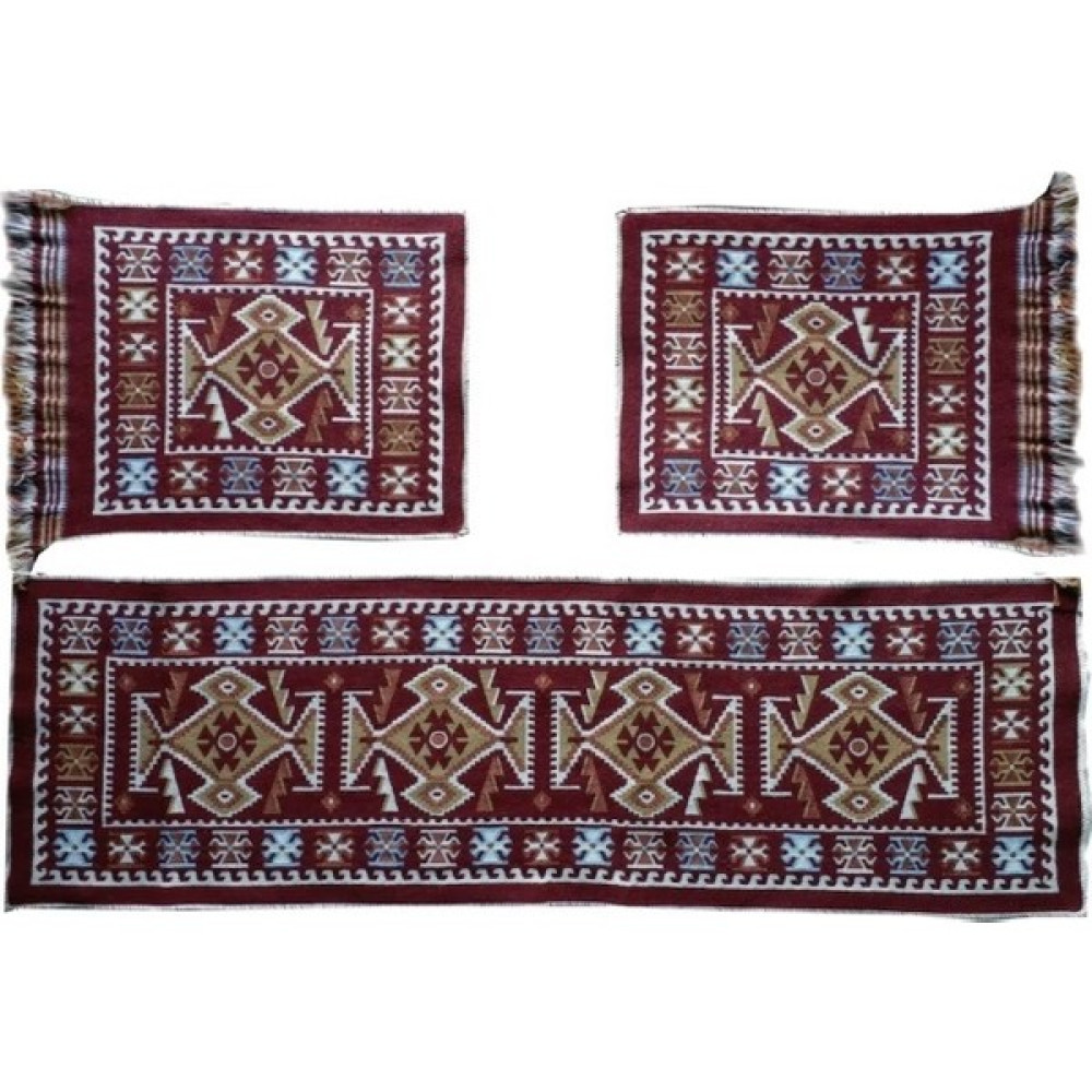 Lidya Tekstil Oto Koltuk Kilim Seti Bordo Renk - Ön Ve Arka Koltuk 3 Parça Takım Oto Koltuk Minderi Fiyatı