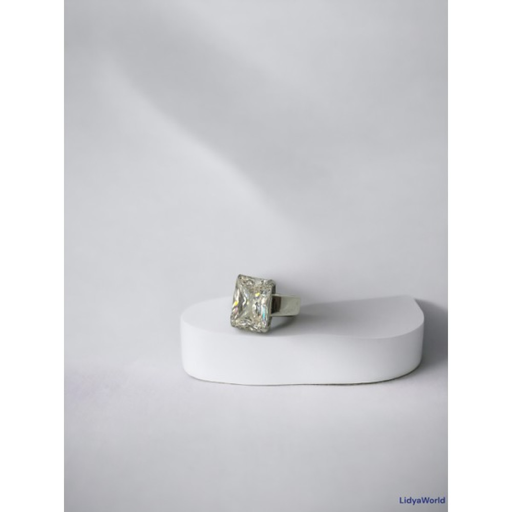 Lidya World Sky Diamond 1.5 Ct Dikdörtgen Büyük Taş Gümüş Kadın Yüzük - 14 Gümüş Yüzük Fiyatı