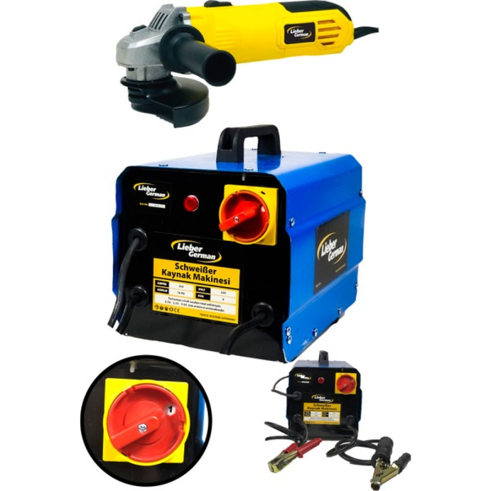 Lieber German 350 Amper Turbo Fan Soğutmalı 5 Kademeli Bakır Sargılı Kaynak Makinası +++ 3400 W Spiral Taşlama Kaynak Makineleri Fiyatı