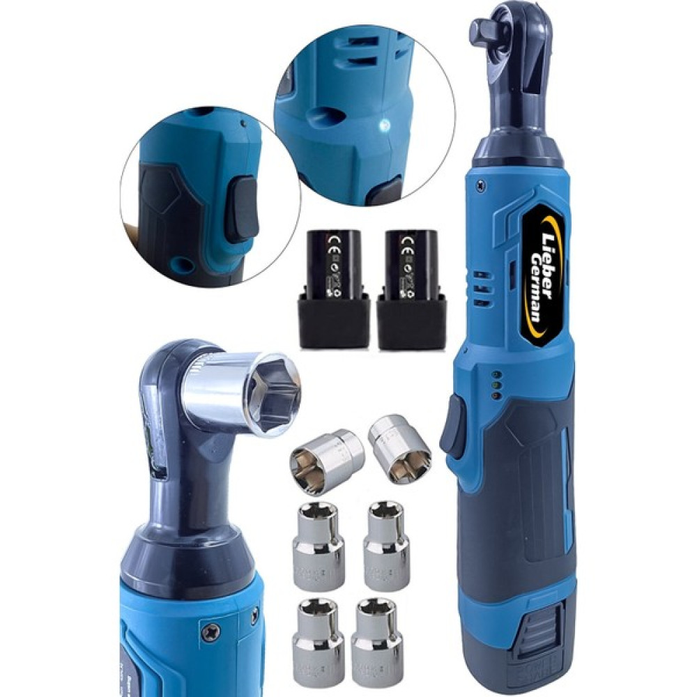 Lieber German Alman 62 Volt 8 Amper Güçlendirilmiş Tork Çift Akülü Cırcır Kolu Akülü Somun Sökme +6 Adet Lokma Ucu Somun Sıkma Makinesi Fiyatı
