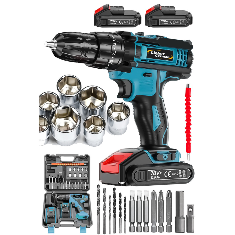 Lieber German Supra Serii 27 Pcs Set 58 V 10 Ah Bakır Sargı Çelik Şanzuman Çift Akülü Şarjlı Vidalama Matkap Akülü Vidalama Makinesi Fiyatı