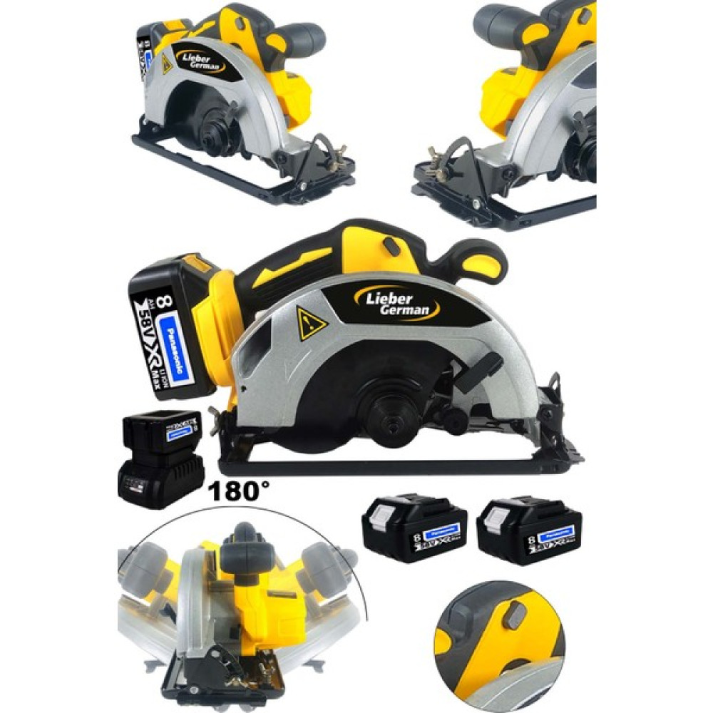 Lieber German Teknoloji 58 V 8AH Brushless Kömürsüz Çift Akülü 180° Döner Tablalı Profesyonel Akülü Sunta Kesme Testereler Fiyatı