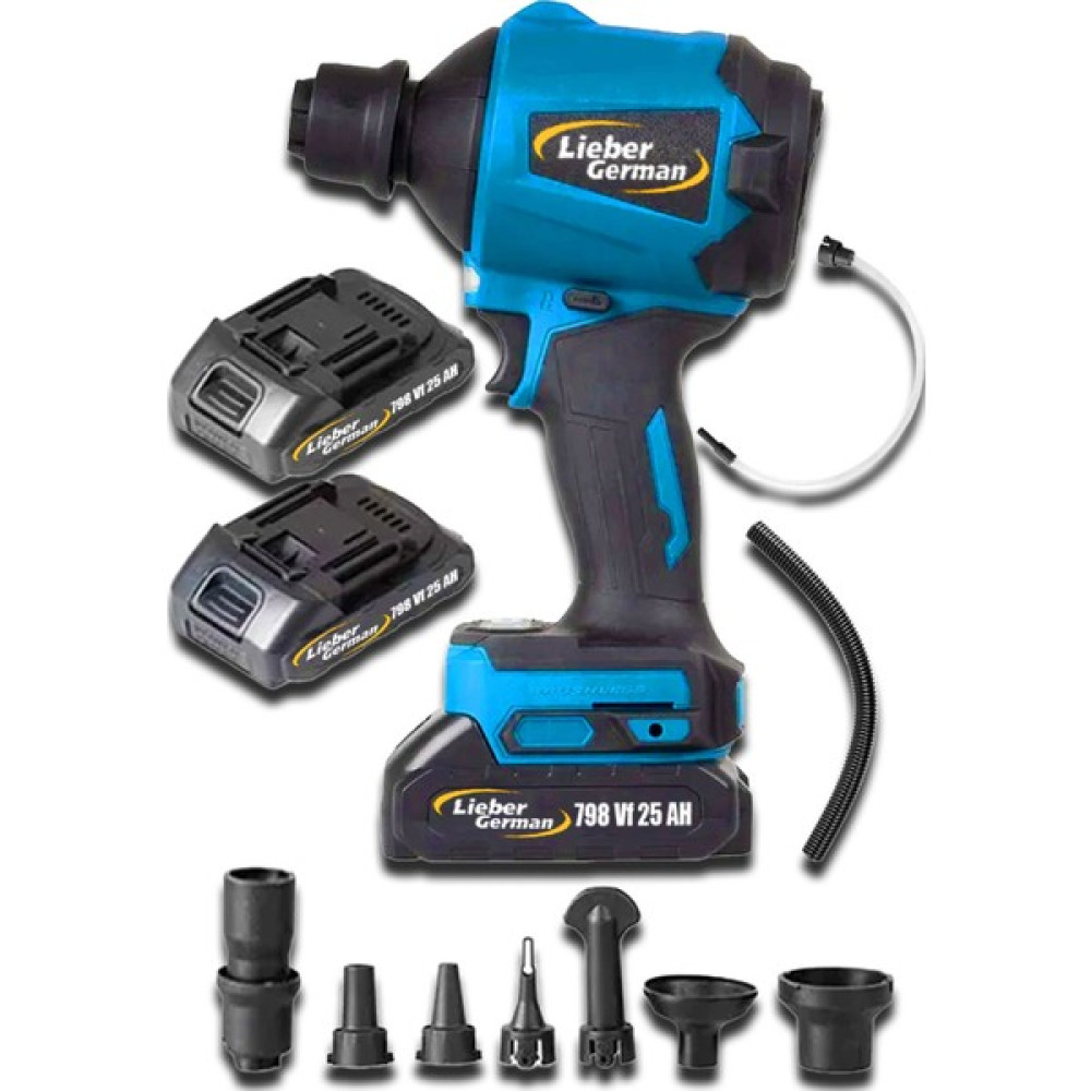 Lieber German Teknoloji 798VF 25 Ah Çift Kompresörlü 7 Pcs Hava Üfleme /emme Lastik Şişirme Makinesi Hava Kompresörü Fiyatı