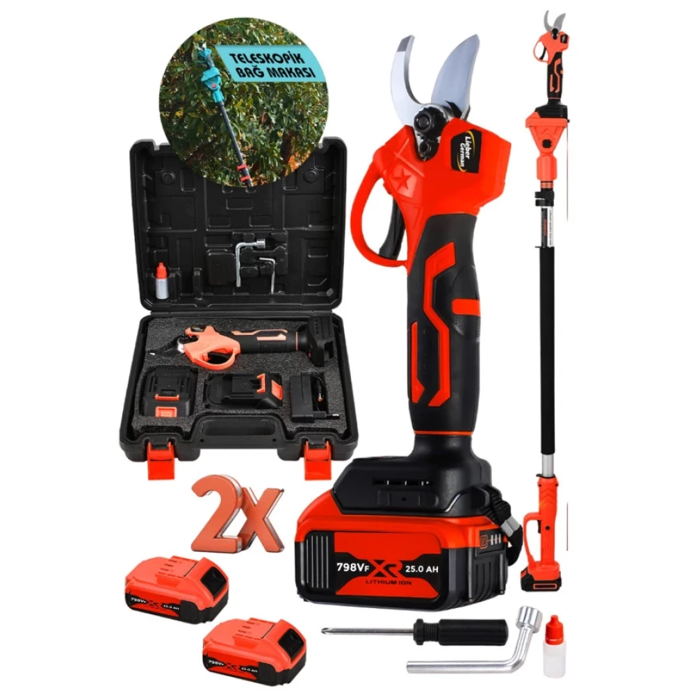 Lieber German Teknoloji Red 798 Vf 25Ah 2.5 Metre Teleskopik Uzatmali Akulu Dal Budama Kesme Makasi Makinesi Dal Budama Makineleri Fiyatı