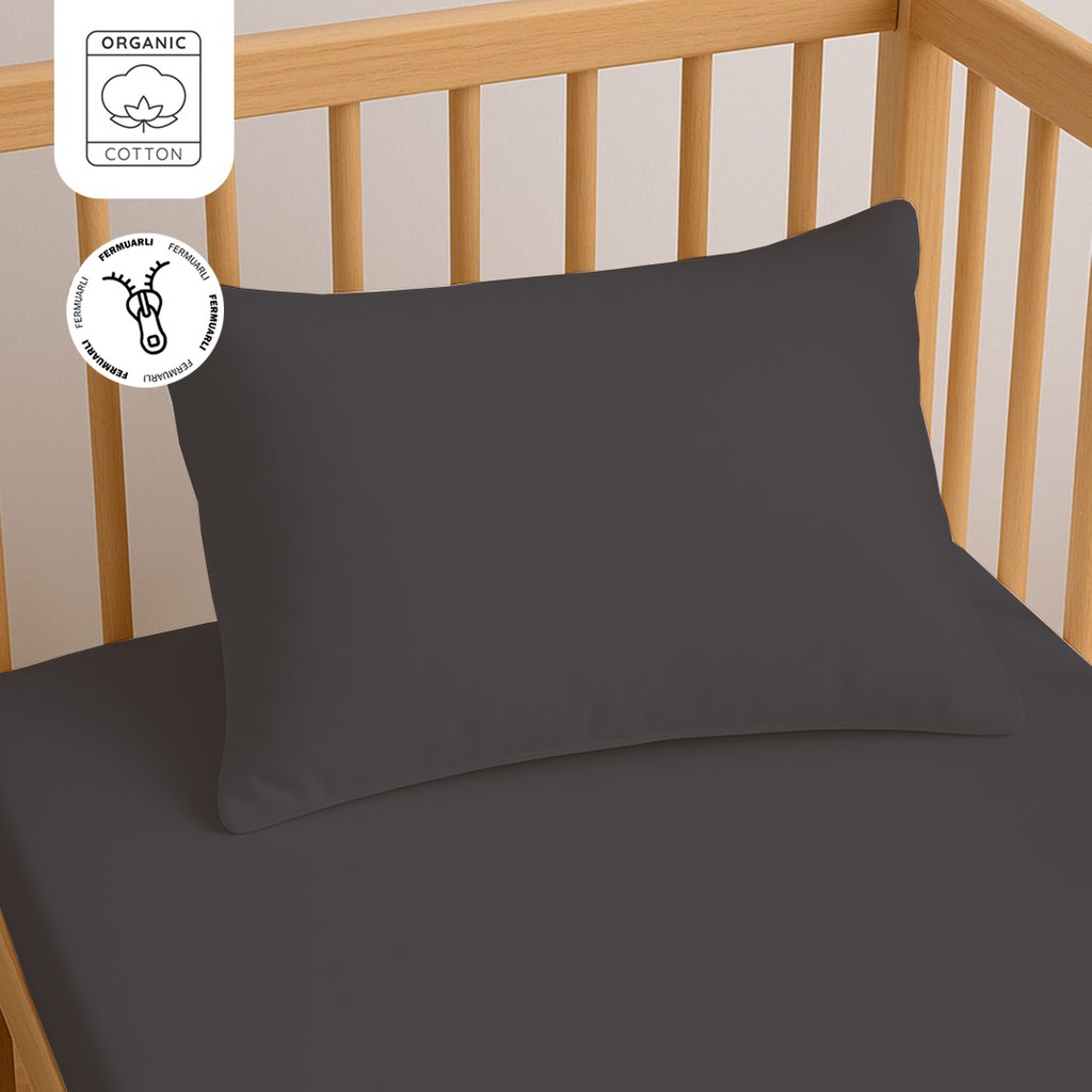 Lief Home %100 Pamuk Fermuarlı Bebek Yastık Kılıfı 35X45 cm (2 Adet) – Doğal & Yumuşak - Antrasit - 35 x 45 cm Yastık Kılıfı Fiyatı