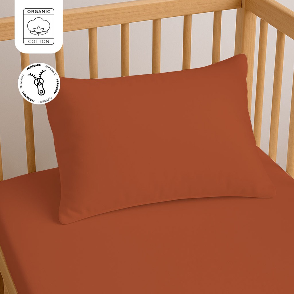 Lief Home %100 Pamuk Fermuarlı Bebek Yastık Kılıfı 35X45 cm (2 Adet) – Doğal & Yumuşak - Kiremit - 35 x 45 cm Yastık Kılıfı Fiyatı