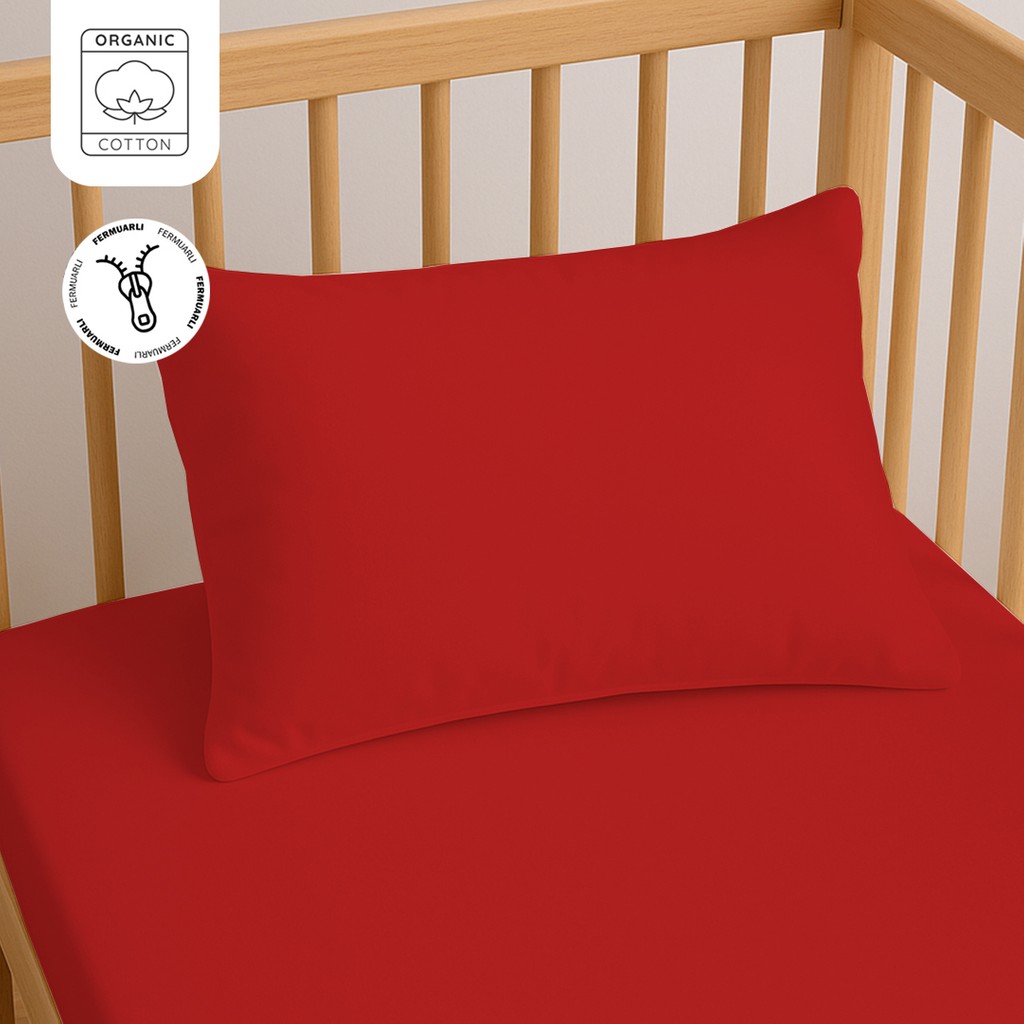 Lief Home %100 Pamuk Fermuarlı Bebek Yastık Kılıfı 35X45 cm (2 Adet) – Doğal & Yumuşak - Kırmızı - 35 x 45 cm Yastık Kılıfı Fiyatı
