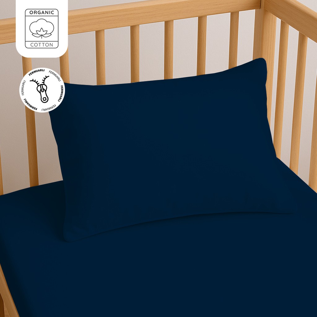 Lief Home %100 Pamuk Fermuarlı Bebek Yastık Kılıfı 35X45 cm (2 Adet) – Doğal & Yumuşak - Lacivert - 35 x 45 cm Yastık Kılıfı Fiyatı