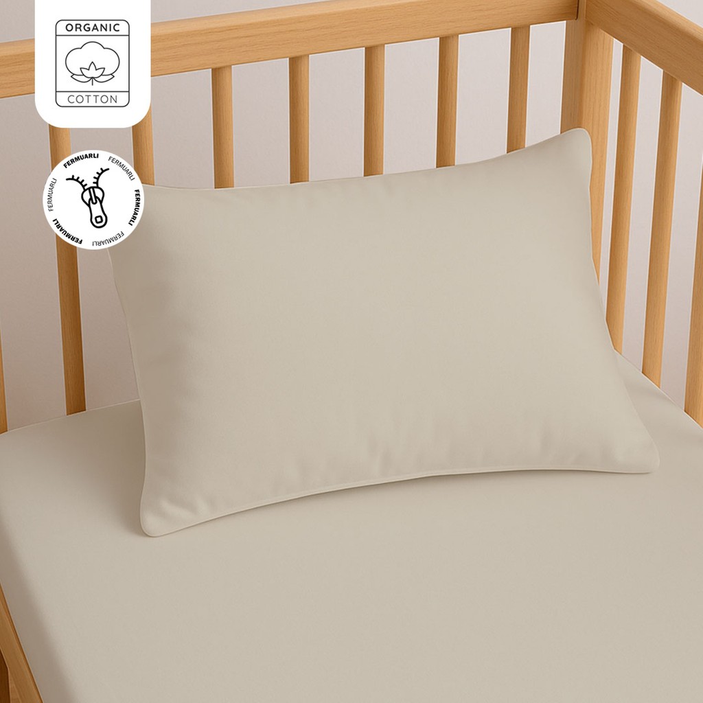 Lief Home %100 Pamuk Fermuarlı Bebek Yastık Kılıfı 35X45 cm (2 Adet) – Doğal & Yumuşak - Taş - 35 x 45 cm Yastık Kılıfı Fiyatı