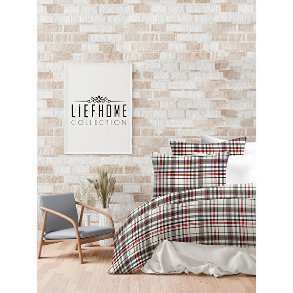 Lief Home Flanel ( Pazen ) Kumaşından Çift Kişilik Nevresim Seti | %100 Pamuk/Cotton - 200 x 220 cm - Kırmızı Nevresim Takımı Fiyatı