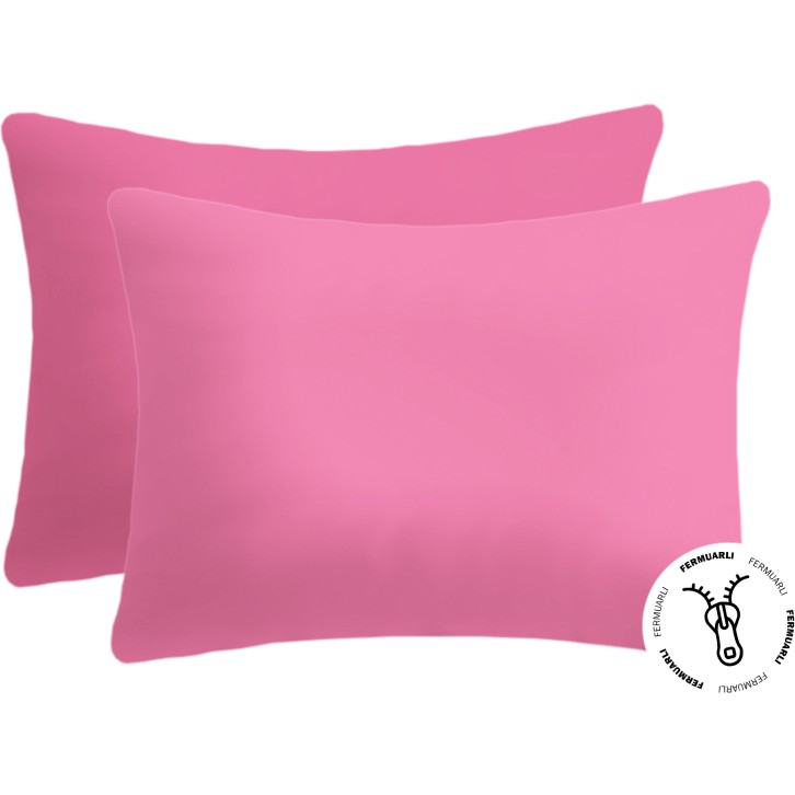 Lief Home Pamuklu Fermuarlı Yastık Kılıfı | 50 x 70 ( 2 Adet ) - Pembe - 50x70 Yastık Kılıfı Fiyatı
