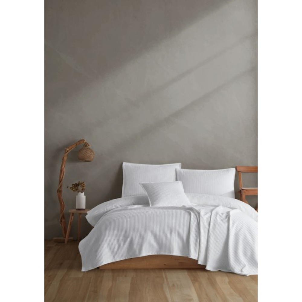 Lief Home Pamuklu Örgü Desenli Çok Amaçlı Yatak Örtüsü | 240X230 - Beyaz - 240 x 230 cm Yatak Örtüsü Fiyatı