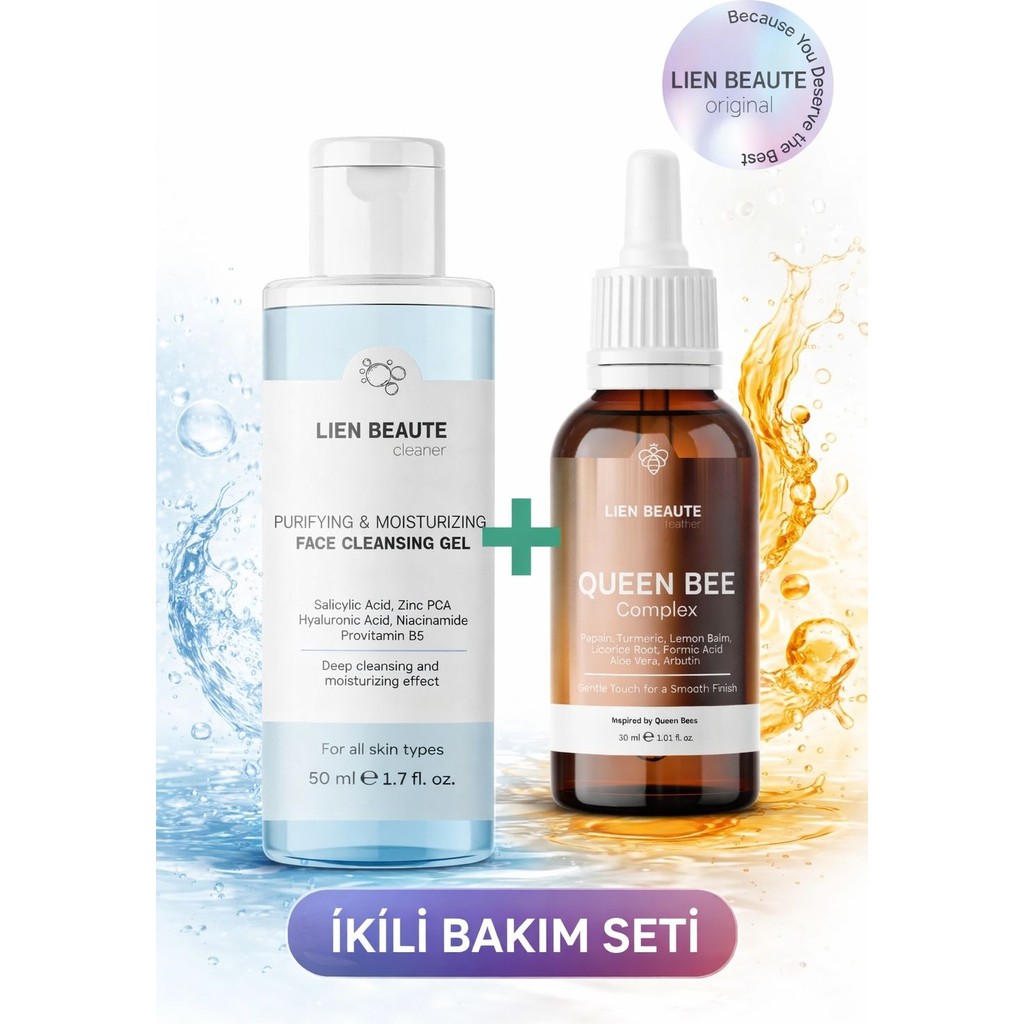 Lien Beaute Yüz Temizleme Jeli ve Queen Bee Complex Serum Seti – Nemlendirici, Tüy Azaltıcı ve Ton Eşitleyici Bakım Diğer Fiyatı