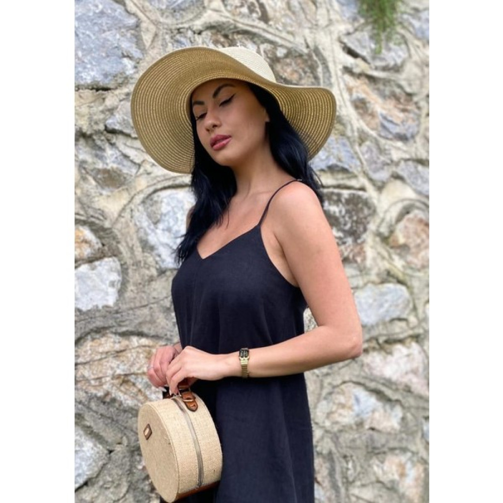 Lieta Boutique %100 Keten Kadın Siyah Renk Elbise / Cepli / Doğa Dostu Sürdürülebilir Karışımsız Ham Keten Kumaş Elbise Fiyatı