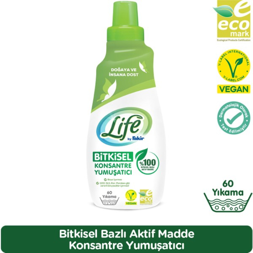 Life by Fakir %100 Bitkisel Bazlı Konsantre Çamaşır Yumuşatıcısı 1500 ml (60 Yıkama) - 1,5 lt Çamaşır Deterjanı Fiyatı