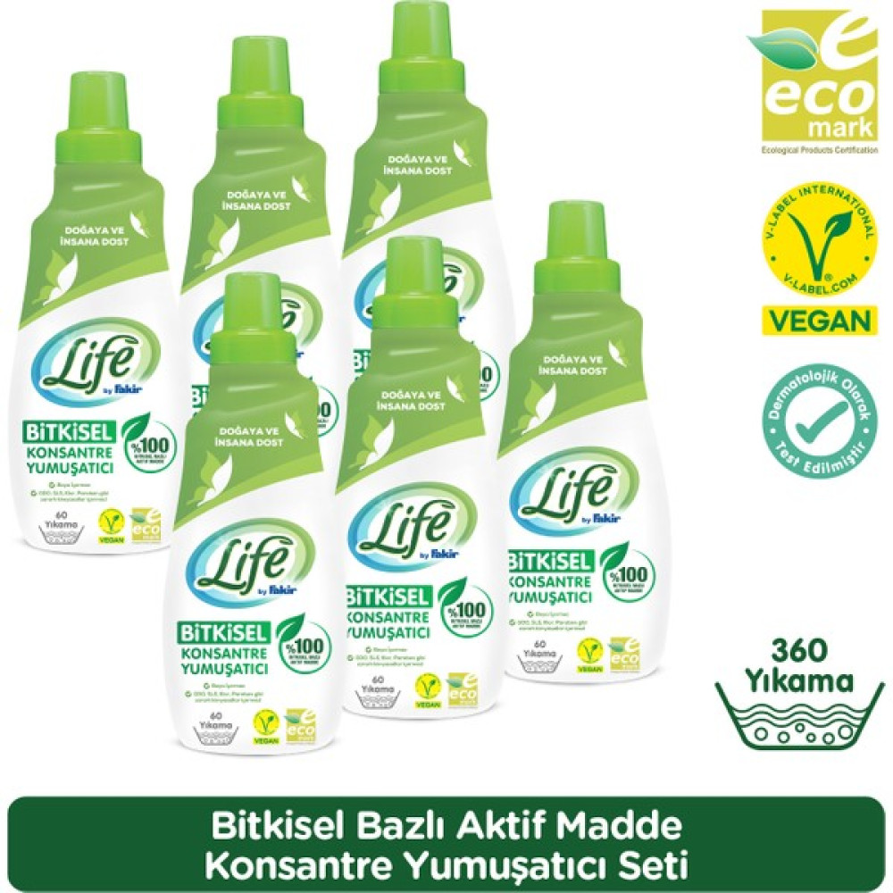 Life By Fakir %100 Bitkisel Bazlı Konsantre Çamaşır Yumuşatıcısı 1500 ml x 6 Adet Avantaj Seti - 9 lt Yumuşatıcı Fiyatı