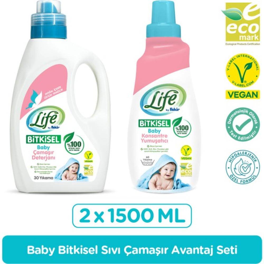 Life By Fakir Baby Sıvı Çamaşır Deterjanı ve Yumuşatıcı Seti - 3 lt Çamaşır Yıkama Fiyatı